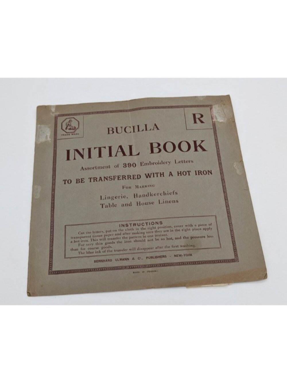 vintage Bucilla Initial book embroidery letters transferred hot iron booklet